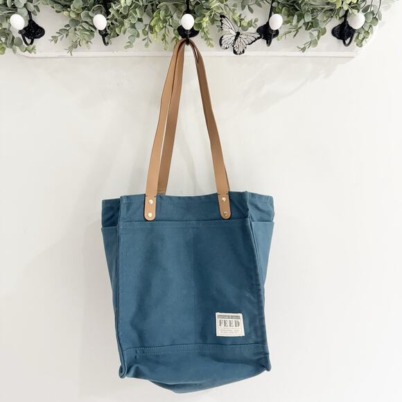 Feed Market Tote Teal Sustainable Reuse - Picture 1 of 6